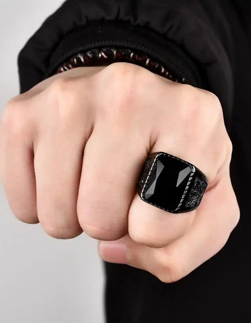 Load image into Gallery viewer, Jiayiqi Men&#39;s Hiphop Stainless Steel Stone Ring - Rock Fashion Jewelry
