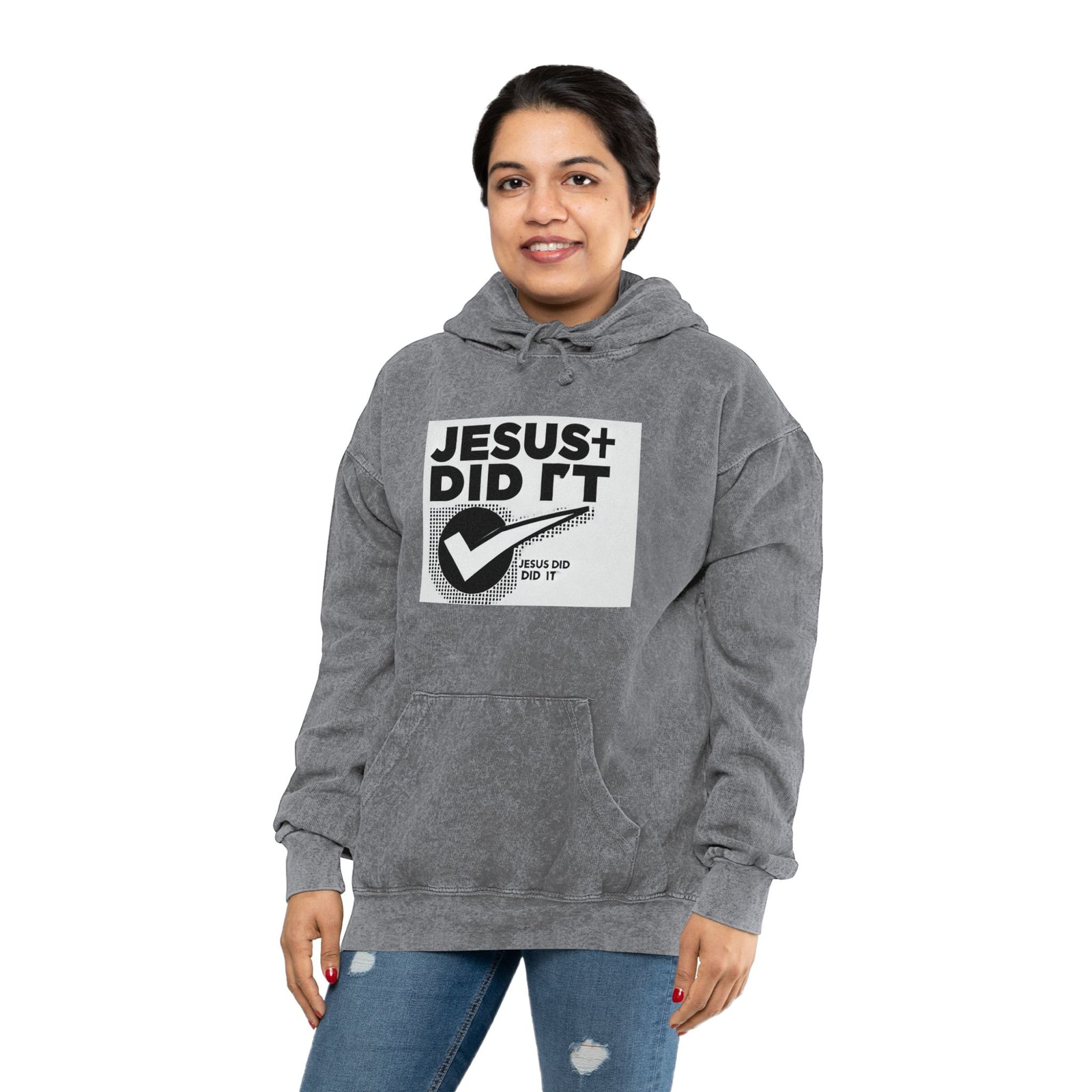 Jesus Did It Unisex Mineral Wash Hoodie