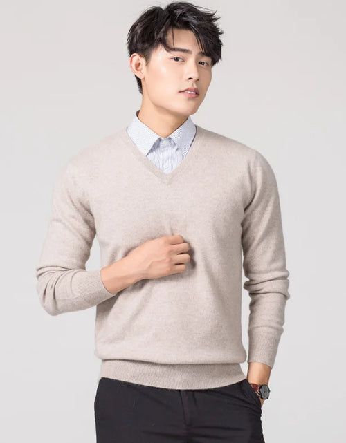 Load image into Gallery viewer, Man Pullovers Winter New Fashion Vneck Sweater Hot Sale Wool Knitted Jumpers Male Woolen Clothes Standard Tops
