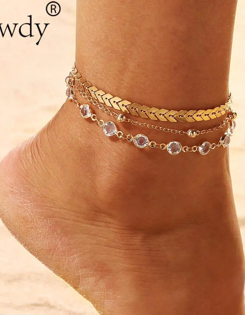 Load image into Gallery viewer, Women&#39;s Gold Color Crystal Star Anklets Set
