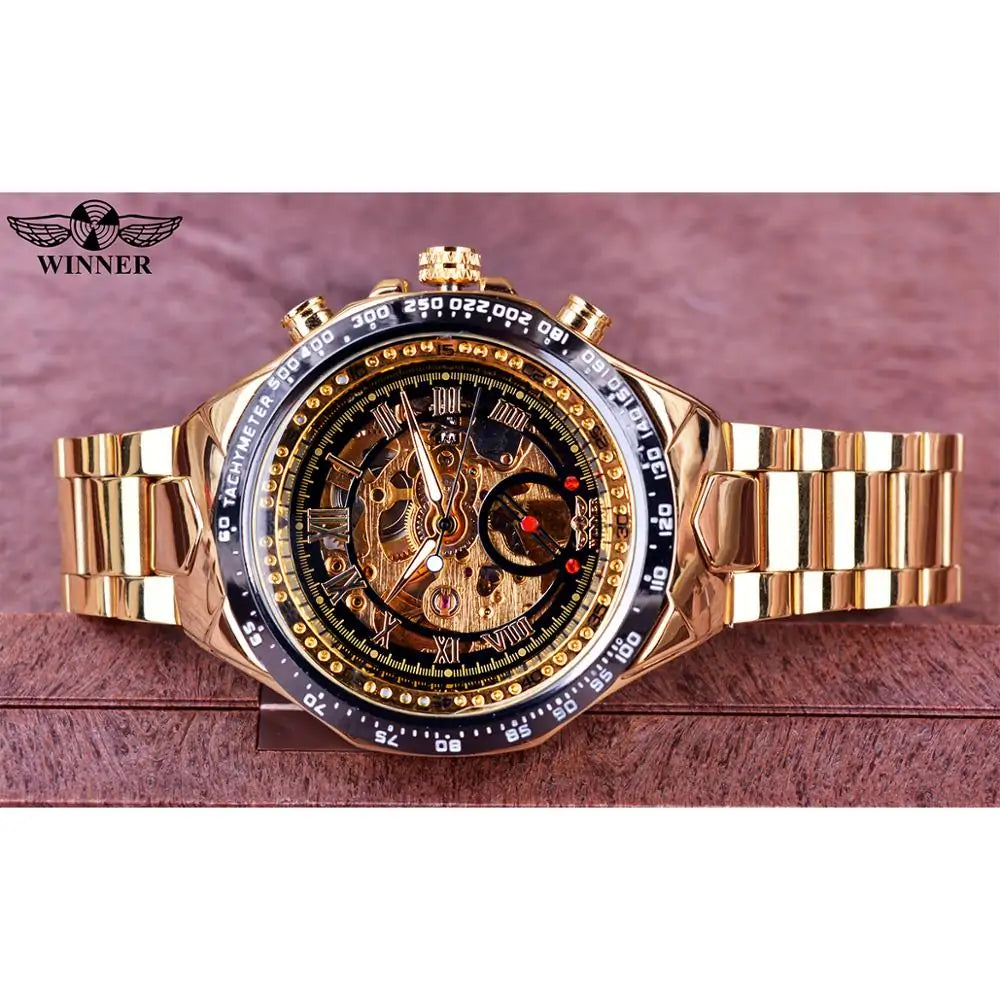 Men's Mechanical Sport Golden Watch