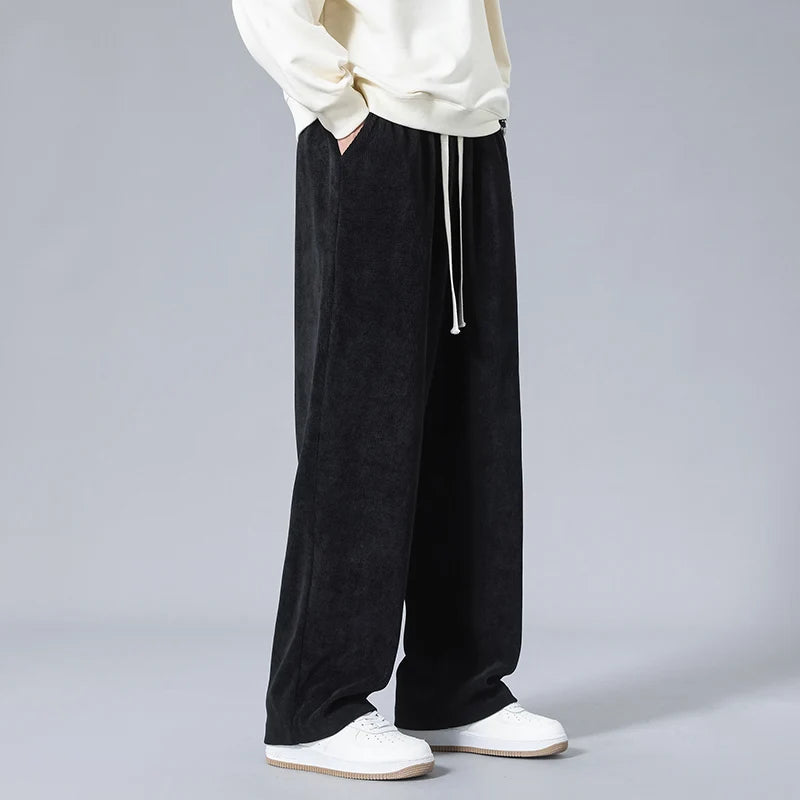 New Spring Men Casual Pants Knitting Sweatpants Quality Couple Wide Leg Breathable Joggers Straight Neutral Baggy Pants