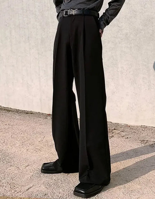 Load image into Gallery viewer, Spring Korean Style Loose-fit Draped Trousers Men Trendy Straight-leg Design Bell Bottoms Floor-length Pants High-end Feel
