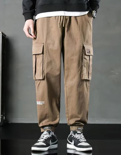 Load image into Gallery viewer, Men&#39;s summer overalls with large pockets fashion brand baggy straight-leg cropped athletic casual trousers
