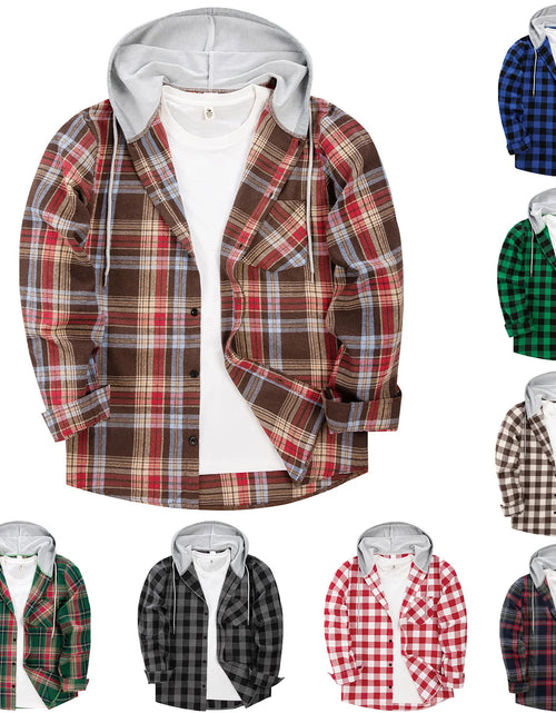 Load image into Gallery viewer, Plaid Shirts Men Loose Casual Hooded Korean Fashion Streetwear Teens Couples Designed All-match Outwear Y2k Clothes
