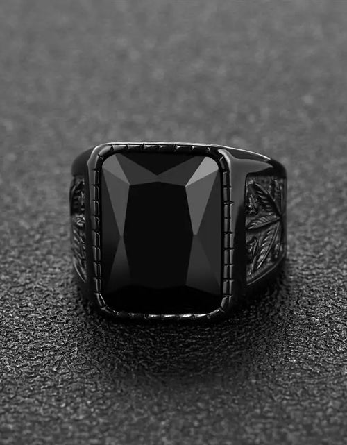 Load image into Gallery viewer, Jiayiqi Men&#39;s Hiphop Stainless Steel Stone Ring - Rock Fashion Jewelry
