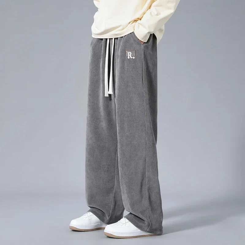 New Spring Men Casual Pants Knitting Sweatpants Quality Couple Wide Leg Breathable Joggers Straight Neutral Baggy Pants