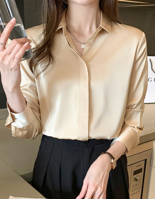 Load image into Gallery viewer, Spring and Summer Women&#39;s Long Sleeve Commuter Professional Solid Chiffon Shirt Women Tops Blouse Women Camisas De Mujer C348
