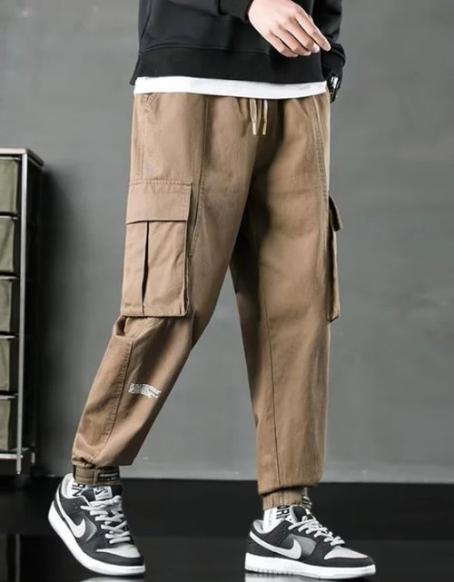 Load image into Gallery viewer, Men&#39;s summer overalls with large pockets fashion brand baggy straight-leg cropped athletic casual trousers
