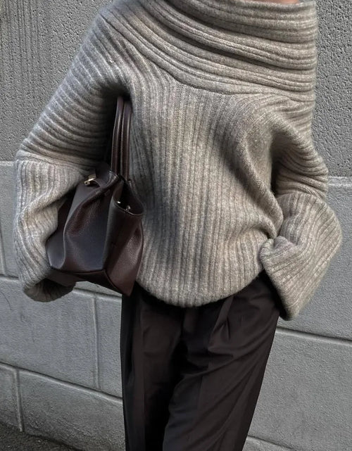 Load image into Gallery viewer, Autumn Oversized Sweater for Women Sexy Slash Neck Knit Pullovers Long Sleeve Women&#39;s Sweater Loose-fit Casual Knitwear 2024
