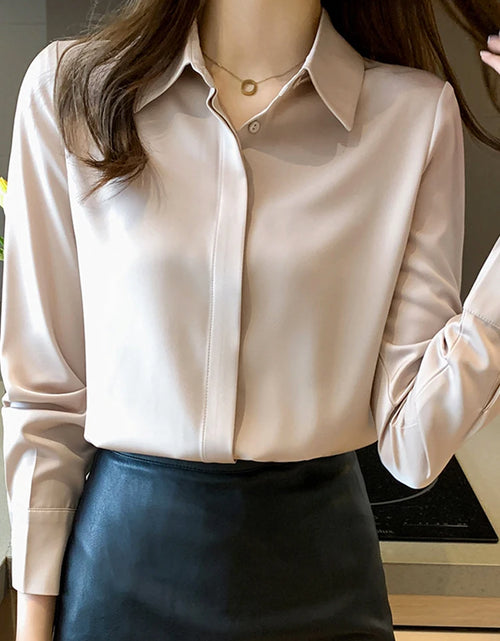 Load image into Gallery viewer, Spring and Summer Women&#39;s Long Sleeve Commuter Professional Solid Chiffon Shirt Women Tops Blouse Women Camisas De Mujer C348
