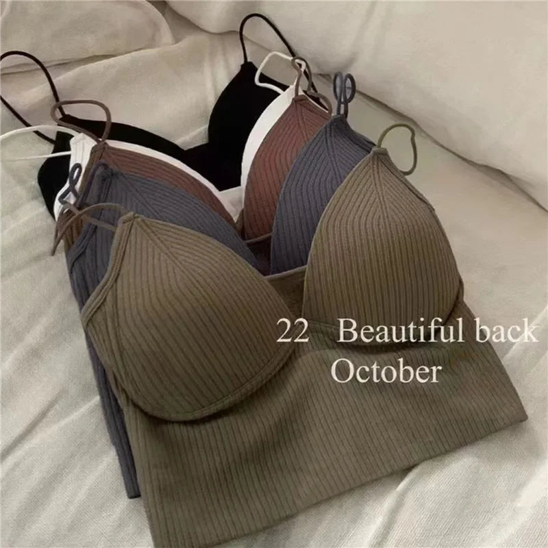 Women Tops Sexy Solid Crop Top Women Tank Tops Sleeveless Slim Camis With Bra Basic Underwear Padded Bra Tops Women Sports Bra