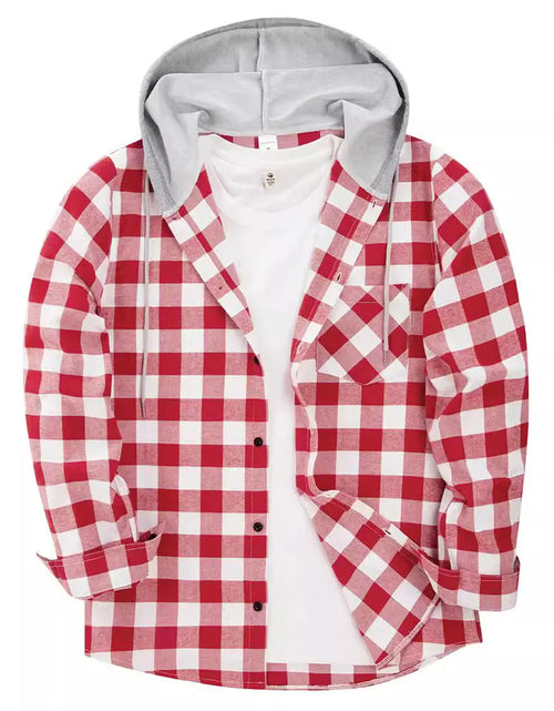 Load image into Gallery viewer, Plaid Shirts Men Loose Casual Hooded Korean Fashion Streetwear Teens Couples Designed All-match Outwear Y2k Clothes
