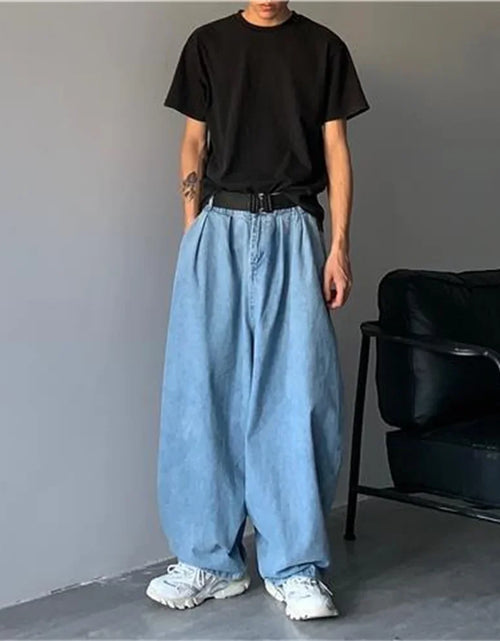 Load image into Gallery viewer, Straight Jeans Men Blue Loose Denim Trousers Neutral Y2K Jean Streetwear Casual Wide Jeans Mans Women Pants men Baggy men jeans
