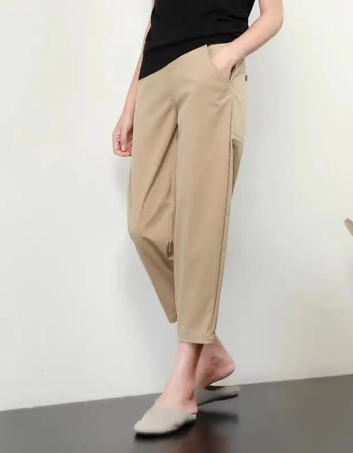 Load image into Gallery viewer, Cotton Nine Point Wide Leg Pants For Women&#39;s 2023 Summer New Korean High Waisted Loose Fitting Straight Tube Harun Casual Pants
