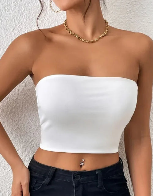 Load image into Gallery viewer, Sexy Bodycon Crop Tube Top, Solid Stretchy Tube Top, Casual Every Day Tops, Women&#39;s Clothing
