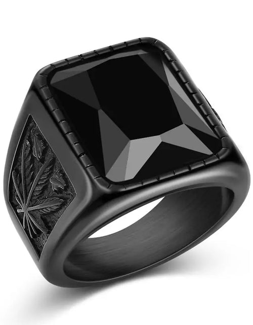 Load image into Gallery viewer, Jiayiqi Men&#39;s Hiphop Stainless Steel Stone Ring - Rock Fashion Jewelry
