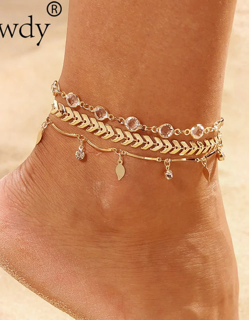 Load image into Gallery viewer, Women&#39;s Gold Color Crystal Star Anklets Set
