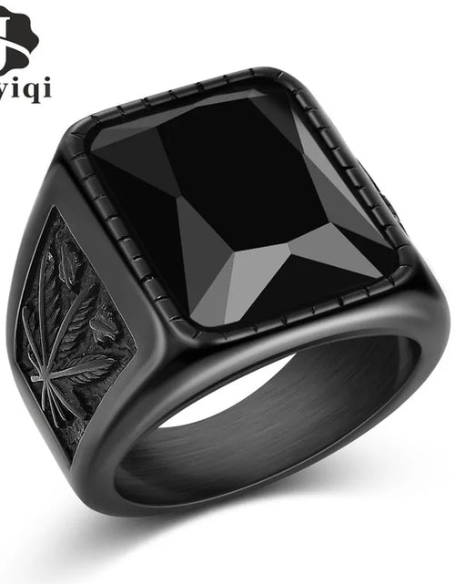 Load image into Gallery viewer, Jiayiqi Men&#39;s Hiphop Stainless Steel Stone Ring - Rock Fashion Jewelry
