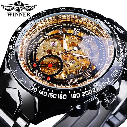 Load image into Gallery viewer, Men&#39;s Mechanical Sport Golden Watch
