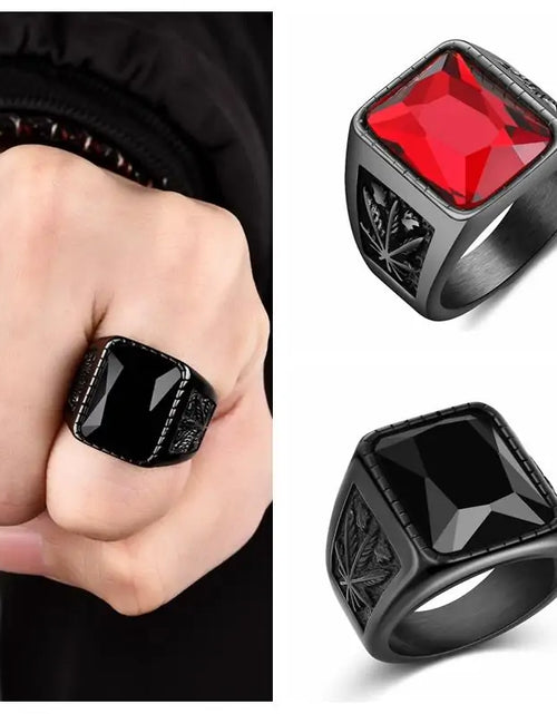 Load image into Gallery viewer, Jiayiqi Men&#39;s Hiphop Stainless Steel Stone Ring - Rock Fashion Jewelry
