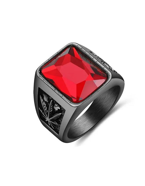 Load image into Gallery viewer, Jiayiqi Men&#39;s Hiphop Stainless Steel Stone Ring - Rock Fashion Jewelry
