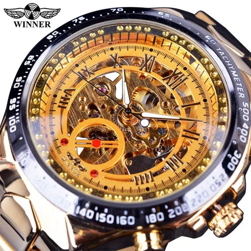 Load image into Gallery viewer, Men&#39;s Mechanical Sport Golden Watch
