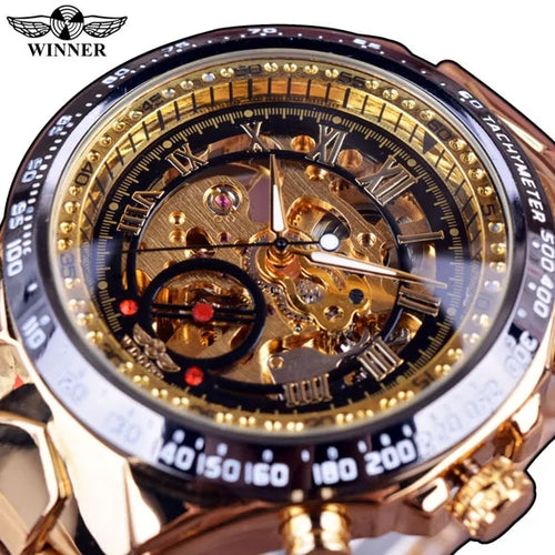 Load image into Gallery viewer, Men&#39;s Mechanical Sport Golden Watch
