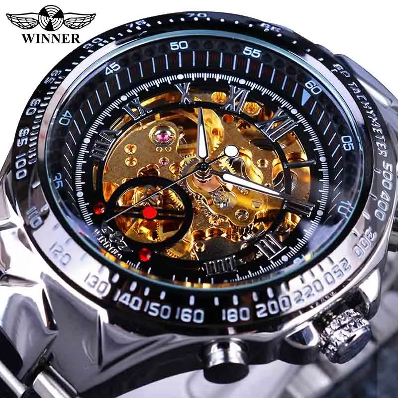 Men's Mechanical Sport Golden Watch